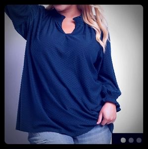 Lane Bryant Smocked Notch-Neck Swing Top